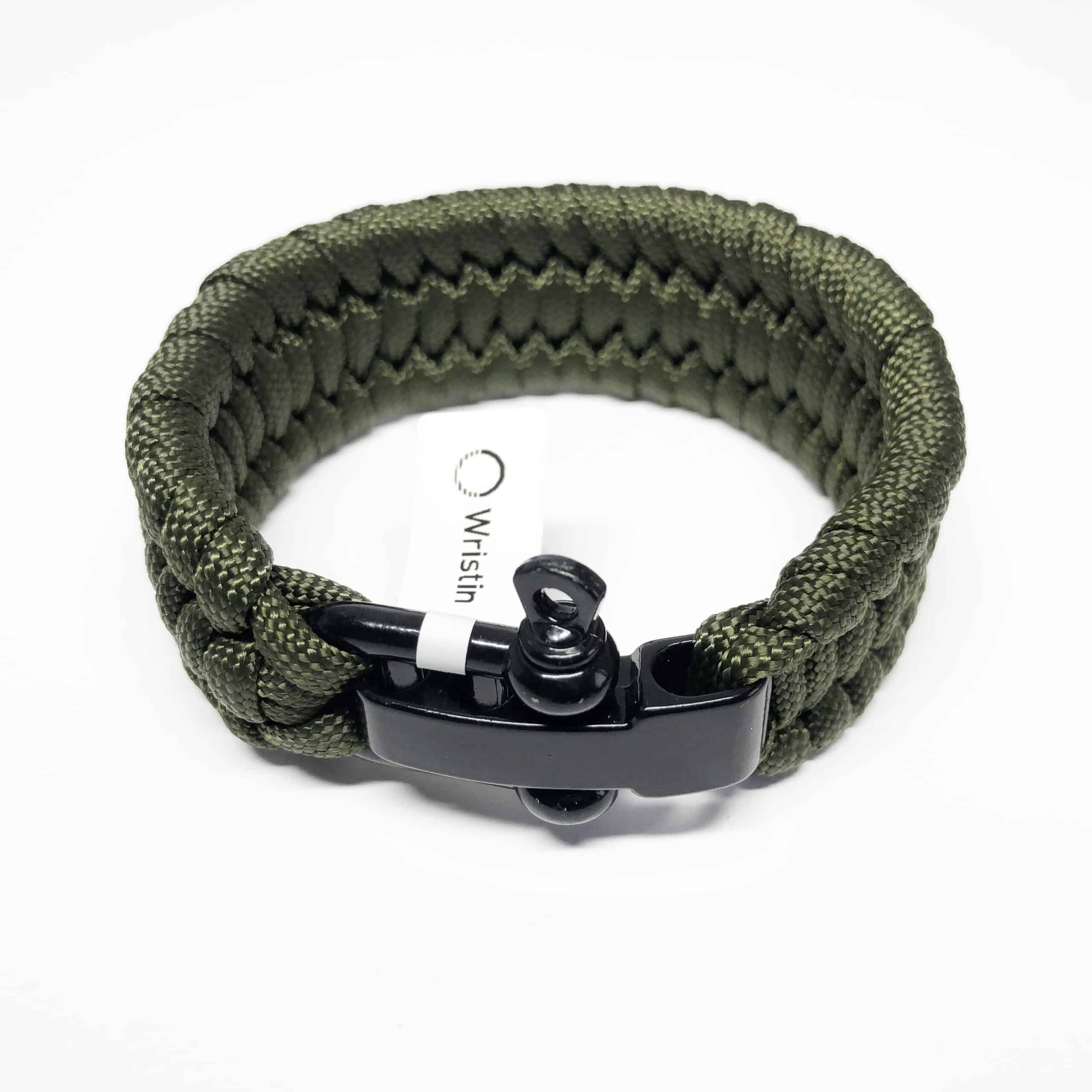 Paracord armband gevlochten donkergroen - Wristin