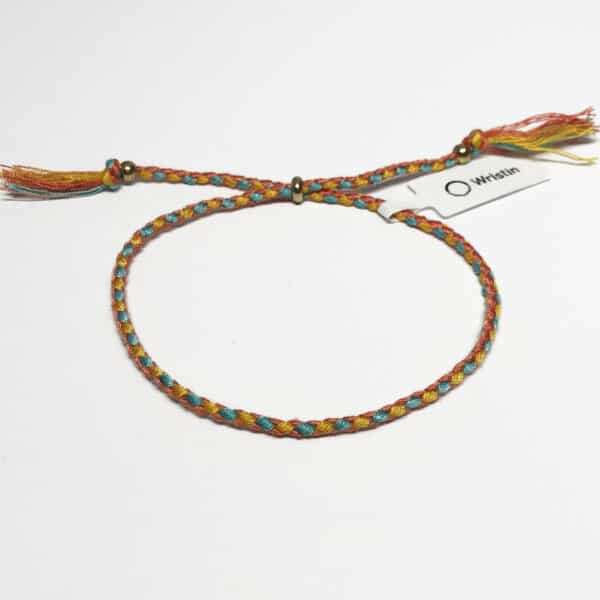 Tibetan braided bracelet orange/yellow/blue